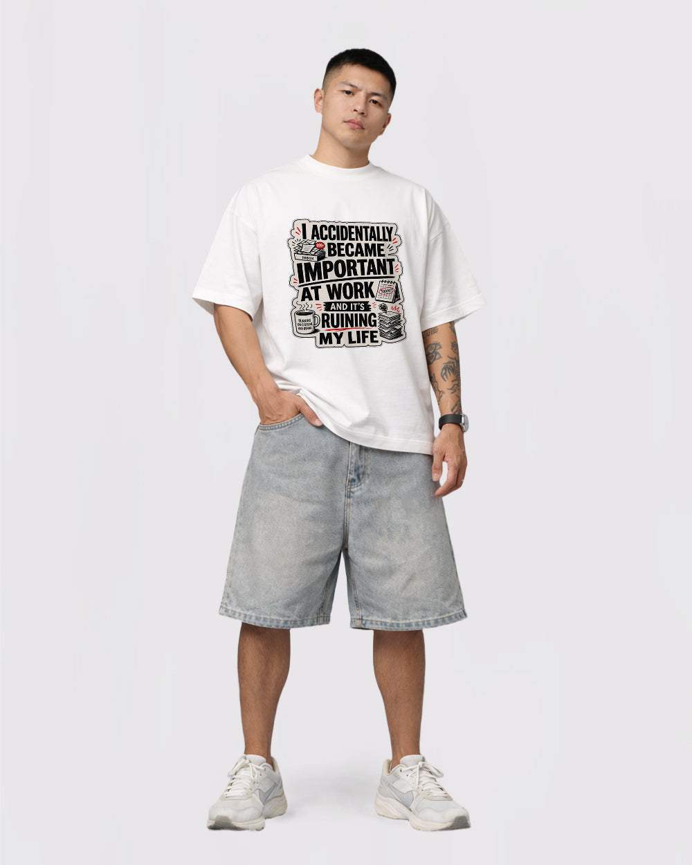 Important By Accident, Inbox Full Pop Culture Graphic T-Shirt, full body fit view, image 2