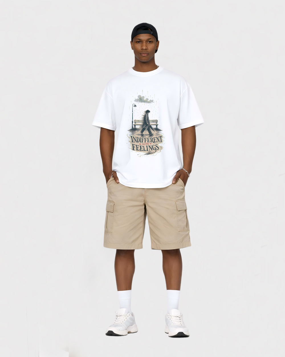 Indifferent Feelings Funny Graphic T-Shirt, full body fit view, image 2