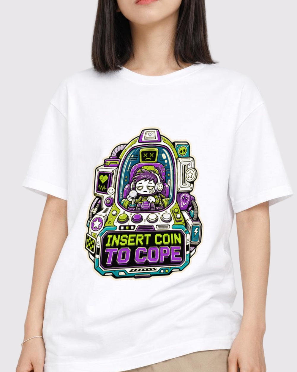 Insert Coin to Cope Gaming Graphic T-Shirt, primary front view, image 1