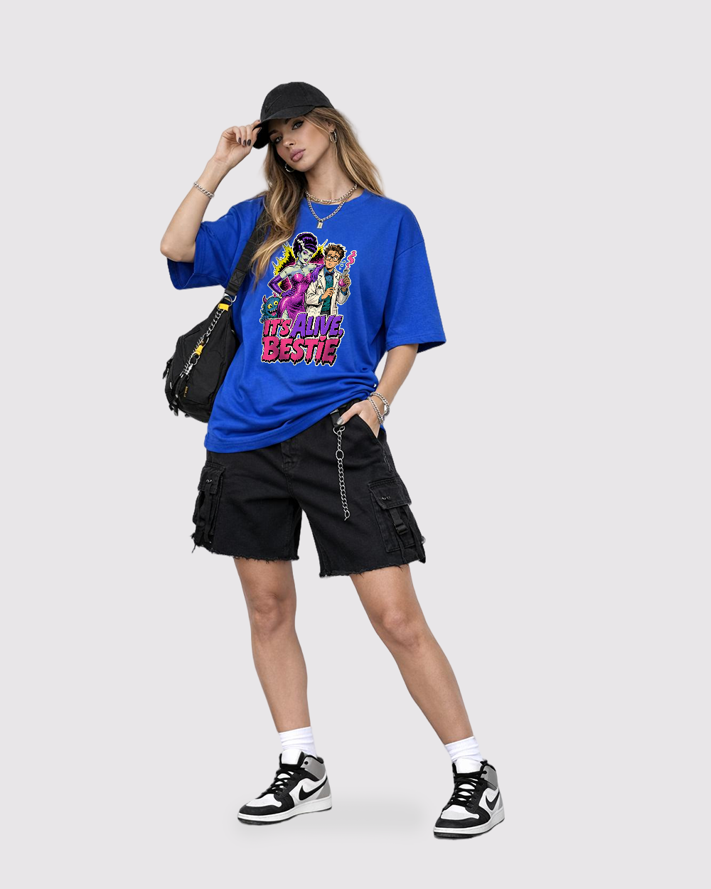 It's Alive Bestie Retro Graphic T-Shirt, full body fit view, image 2