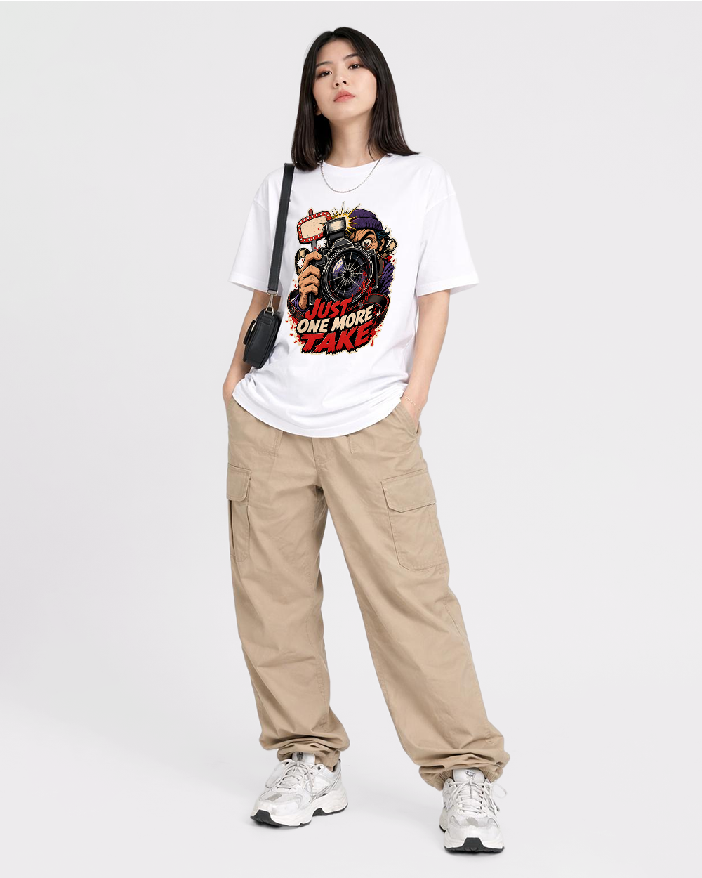 Just One More Take Retro Graphic T-Shirt, full body fit view, image 2