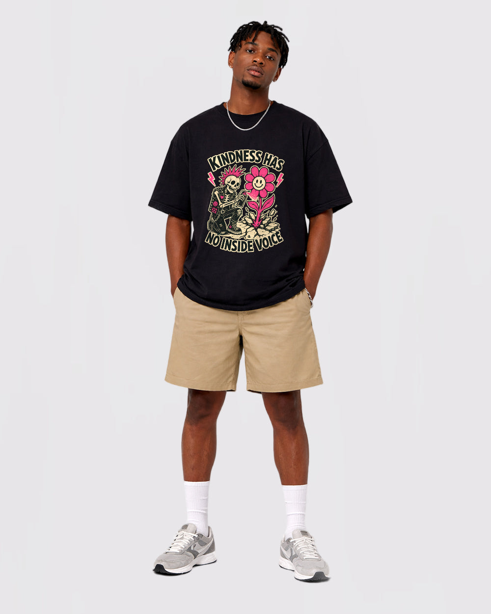 Kindness Has Teeth Dark Graphic T-Shirt, full body fit view, image 2