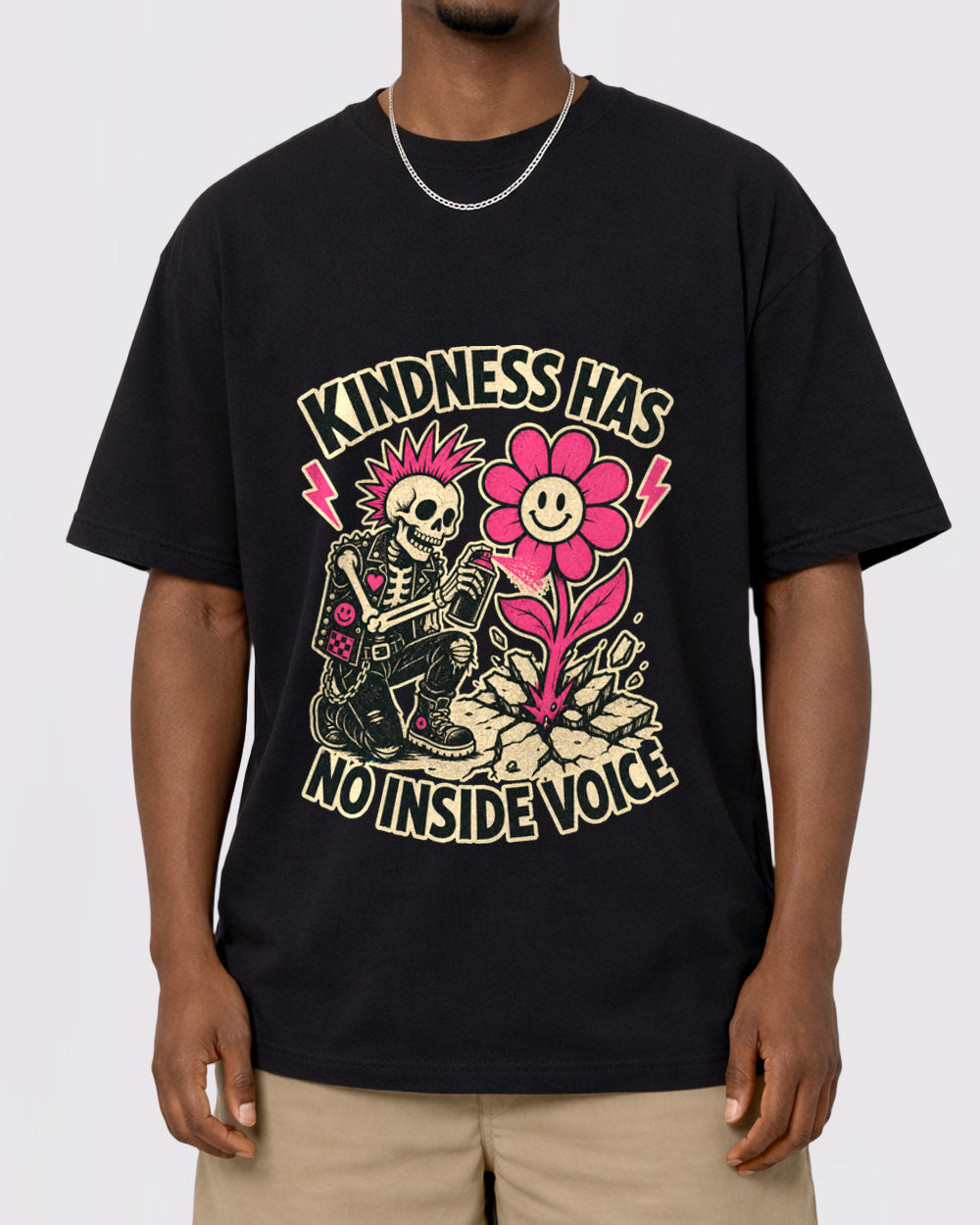Kindness Has Teeth Dark Graphic T-Shirt, primary front view, image 1