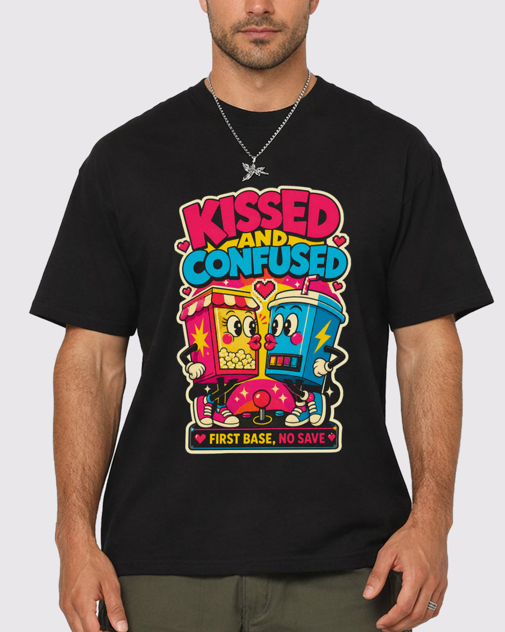 Kissed And Confused, First Base No Save Funny Graphic T-Shirt, primary front view, image 1