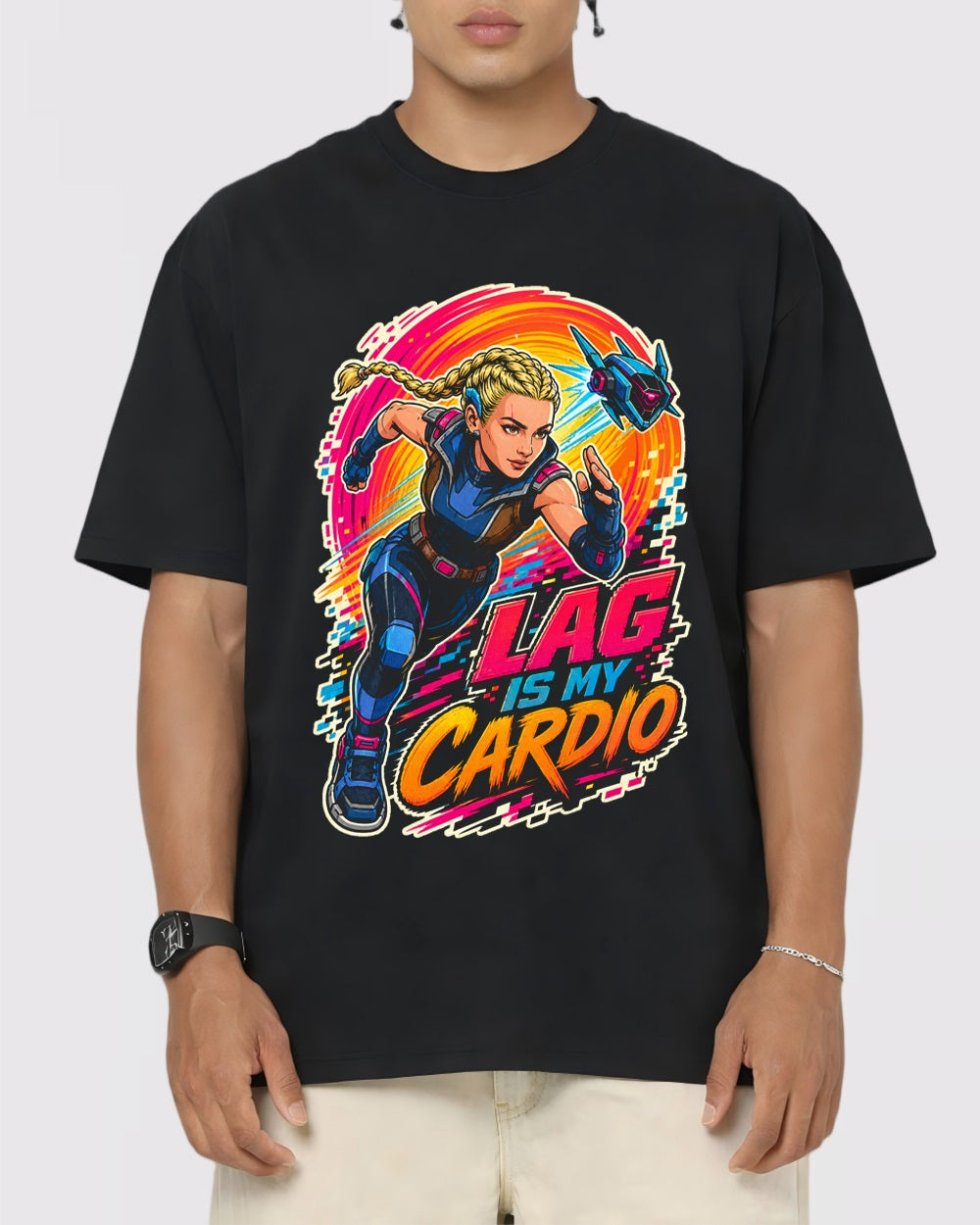 Lag Is My Cardio Streetwear Graphic T-Shirt, primary front view, image 1