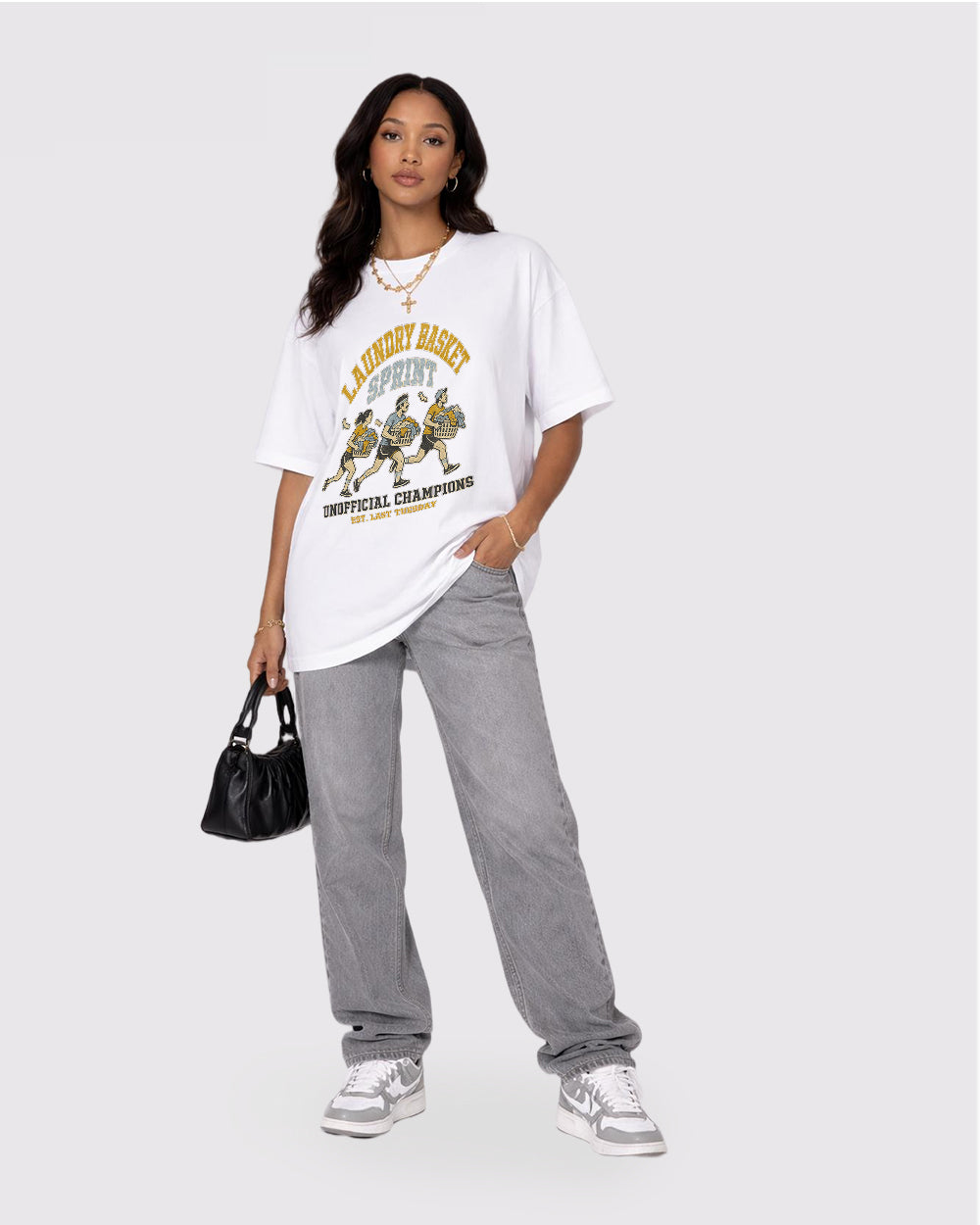 Laundry Basket Sprint Champions Pop Culture Graphic T-Shirt, full body fit view, image 2