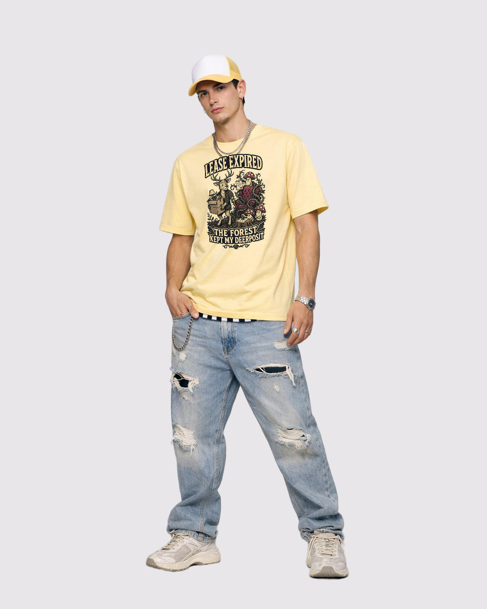 Lease Expired, Forest Kept My Deposit Retro Graphic T-Shirt, full body fit view, image 2