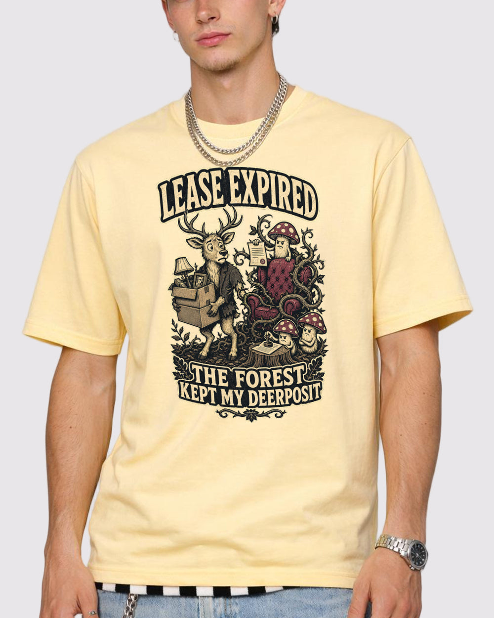 Lease Expired, Forest Kept My Deposit Retro Graphic T-Shirt, primary front view, image 1