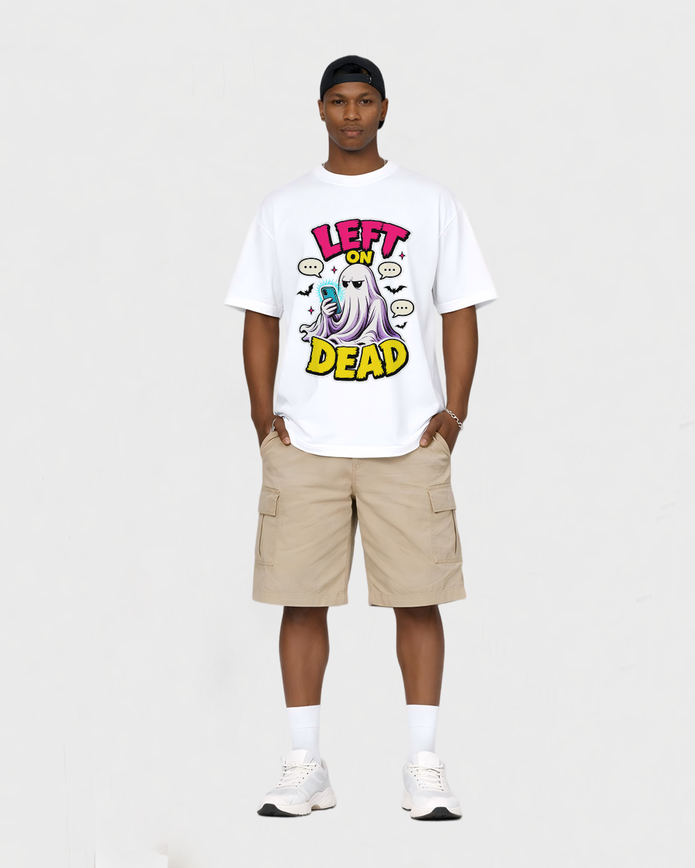 Left On Dead Retro Graphic T-Shirt, full body fit view, image 2