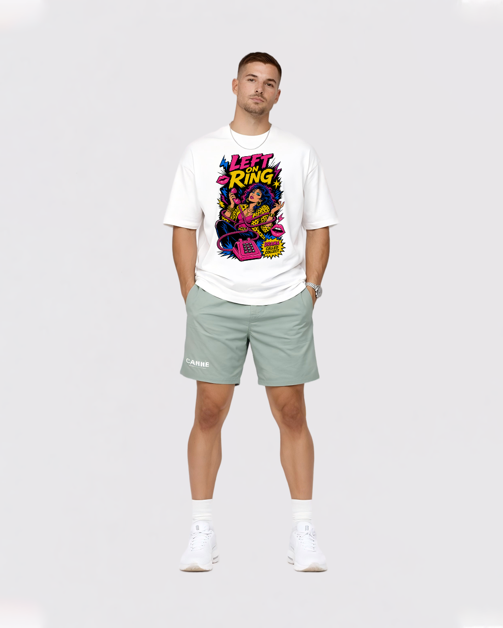 Left On Read, Drama Called Collect Retro Graphic T-Shirt, full body fit view, image 2