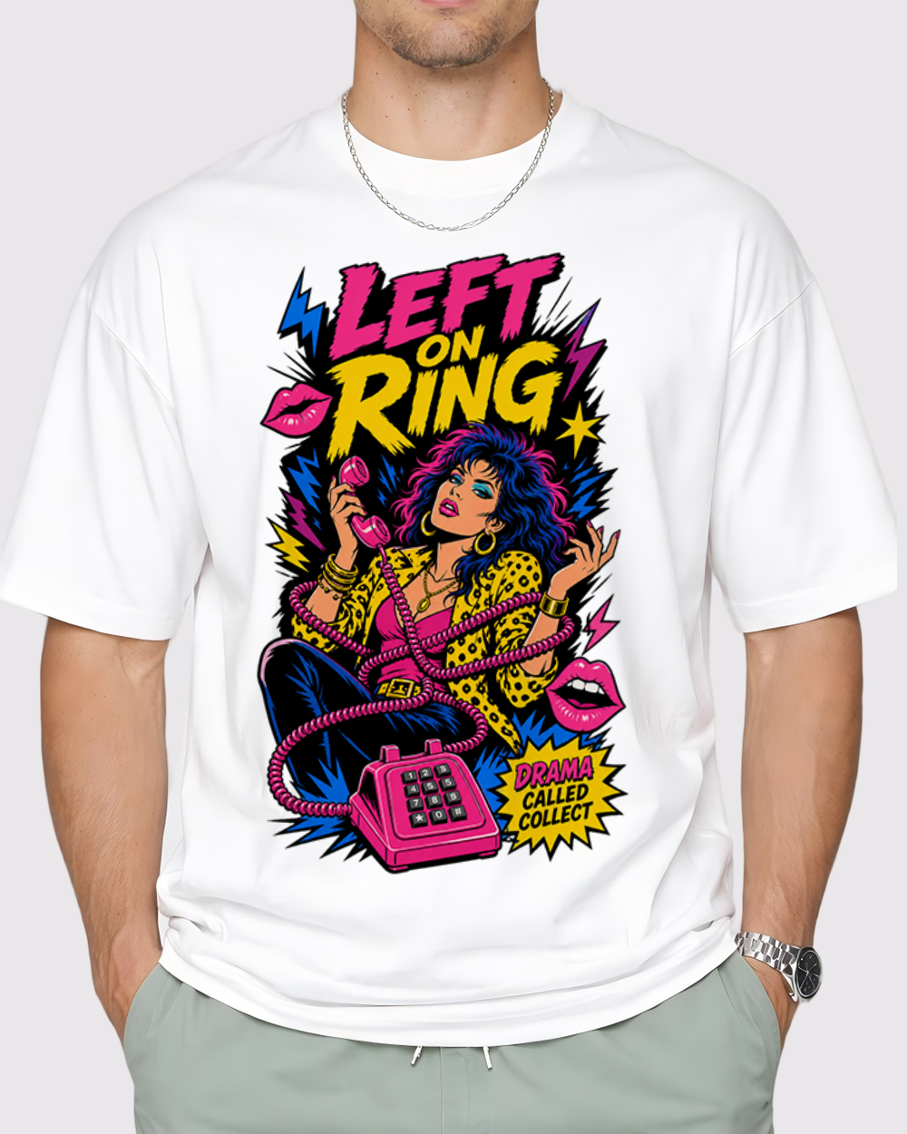 Left On Read, Drama Called Collect Retro Graphic T-Shirt, primary front view, image 1