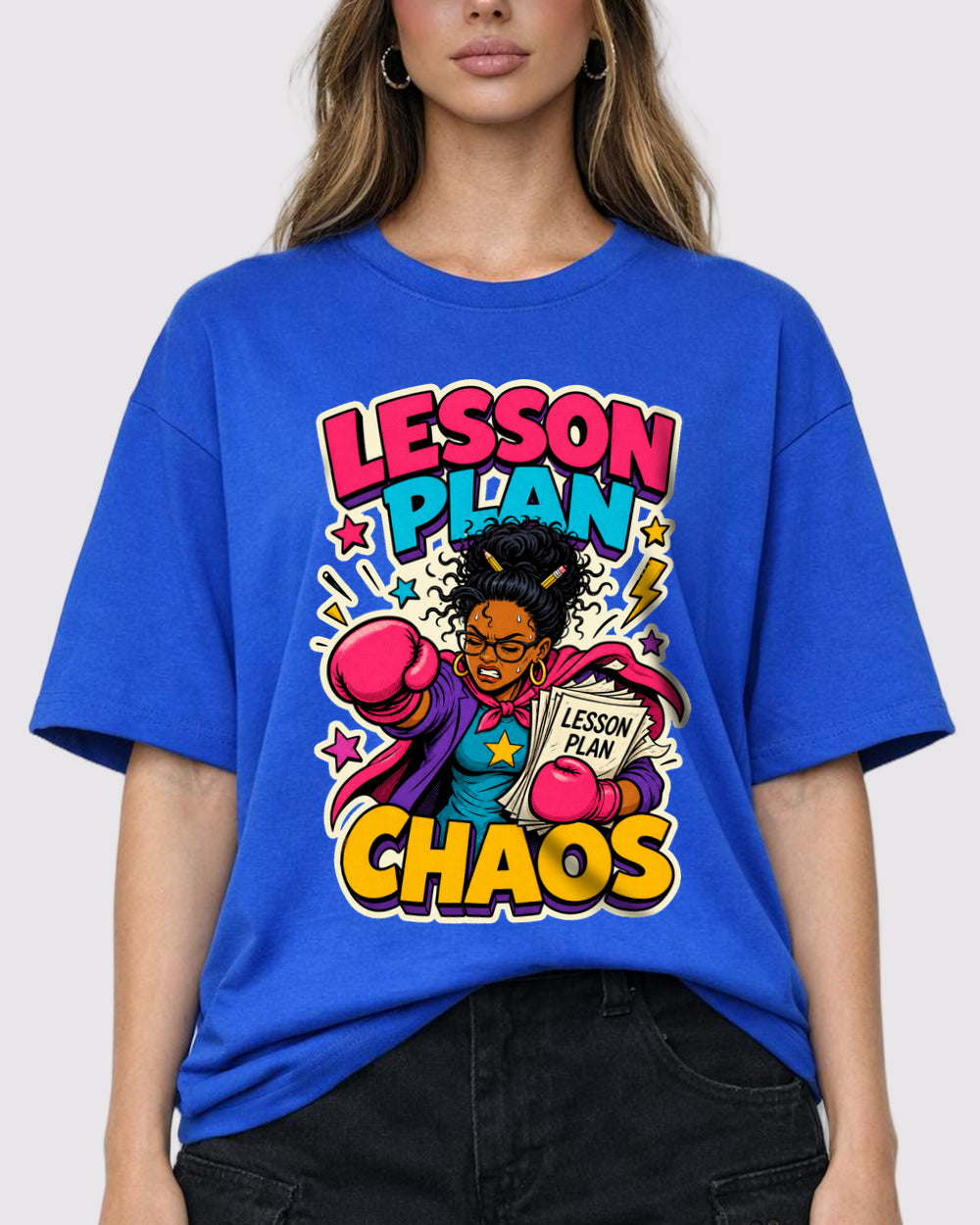 White Lesson Plan Chaos Graphic T-Shirt primary front view 1 image