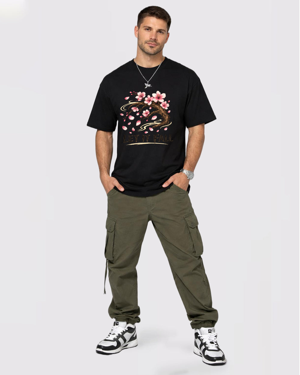 Let It Fall Nature Graphic T-Shirt, full body fit view, image 2