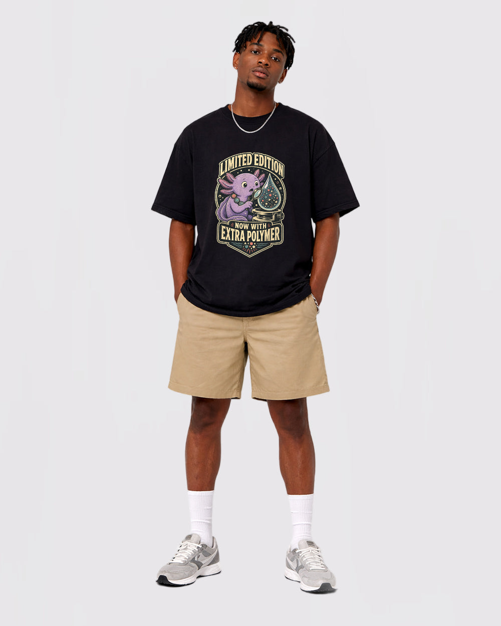 Beige Limited Edition Extra Powder Graphic T-Shirt full body fit view 2 image