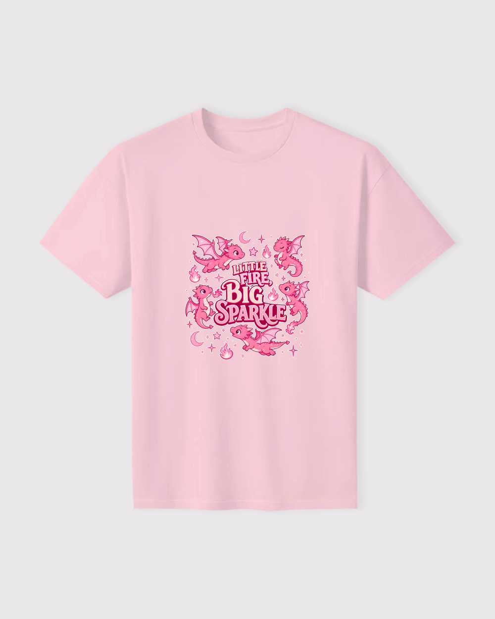 Pink Little Fire, Big Sparkle Animal Graphic T-Shirt flat product view, image 12