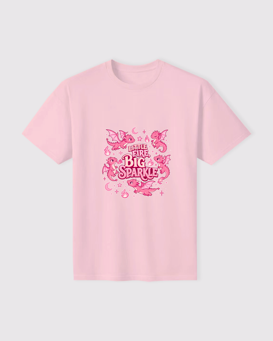 Pink Little Fire, Big Sparkle Animal Graphic T-Shirt flat product view, image 12