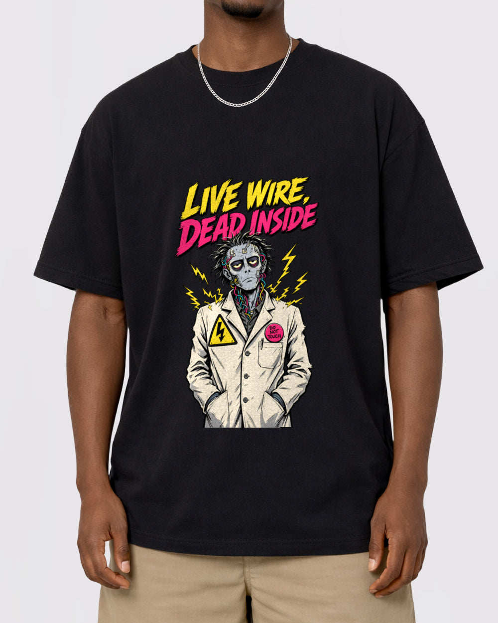 White Live Wire Dead Inside Graphic T-Shirt primary front view 1 image