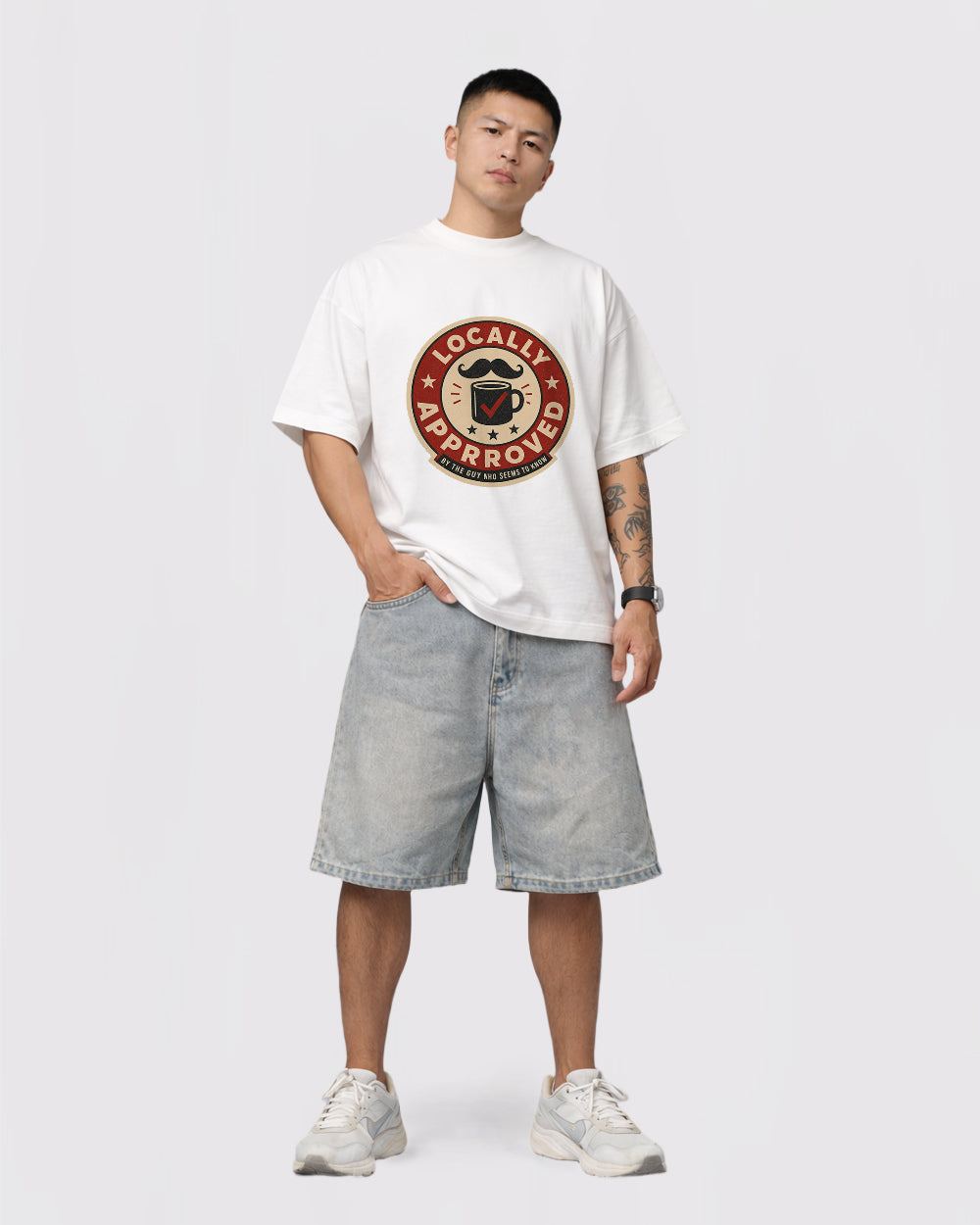 Local Approval Pop Culture Graphic T-Shirt, full body fit view, image 2