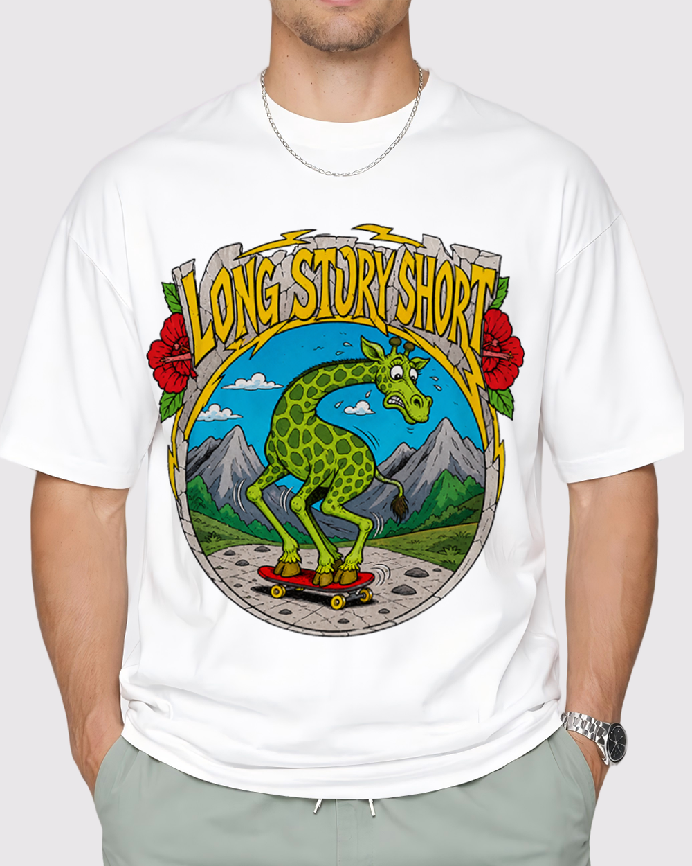 Long Story Short Retro Graphic T-Shirt, primary front view, image 1
