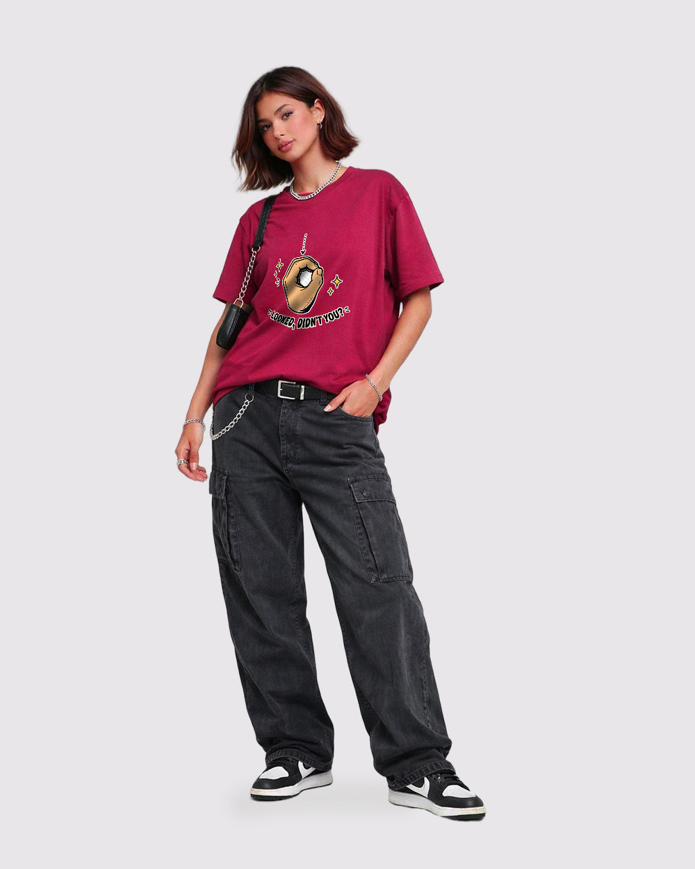 Looked, Didn't You? Pop Culture Graphic T-Shirt, full body fit view, image 2