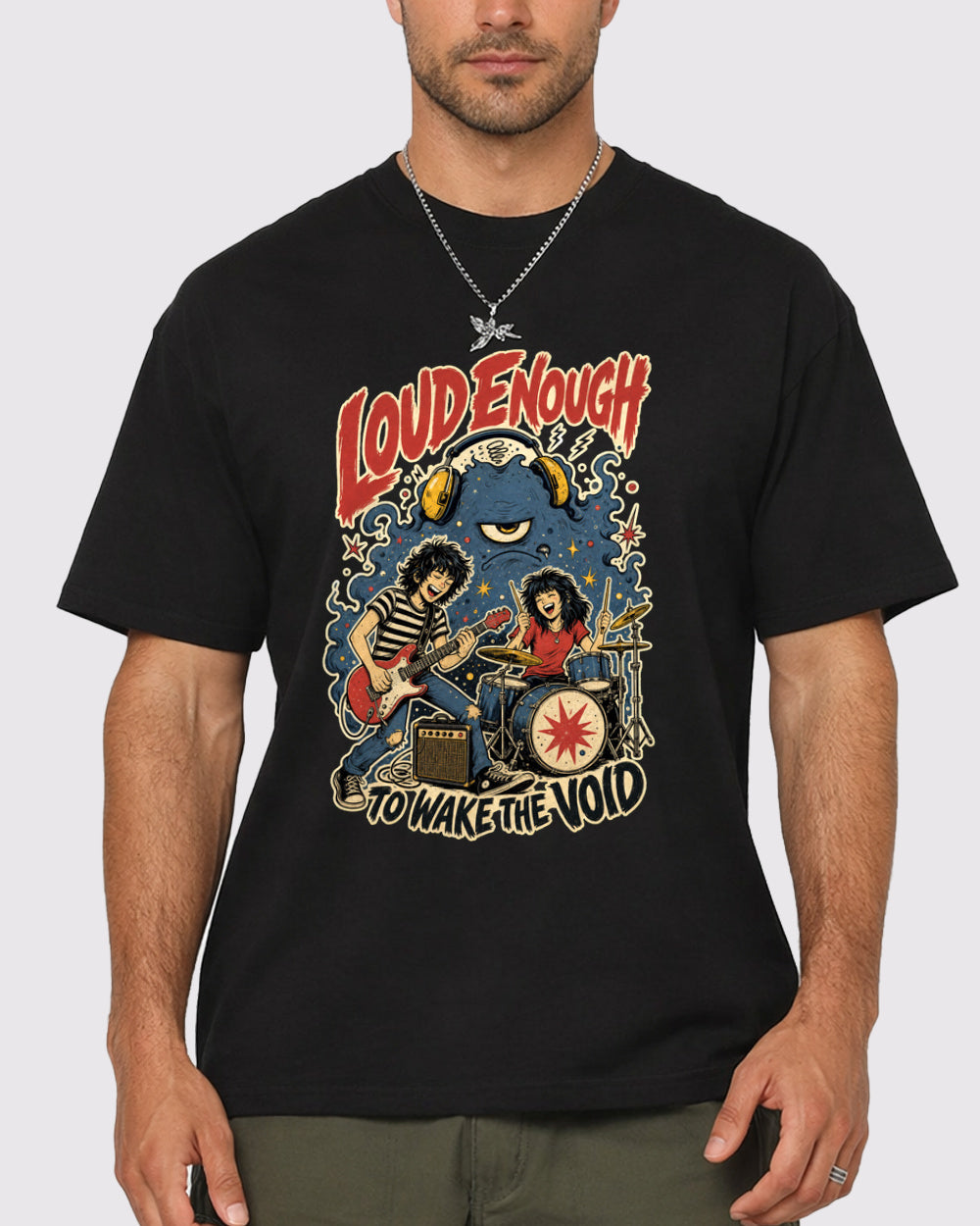 Loud Enough To Wake The Void Dark Graphic T-Shirt, primary front view, image 1