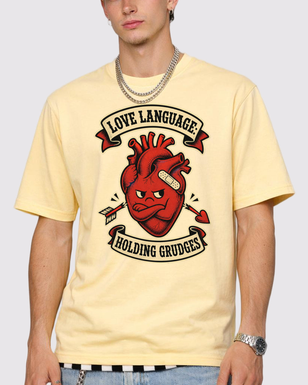Love Language: Holding Grudges Retro Graphic T-Shirt, primary front view, image 1