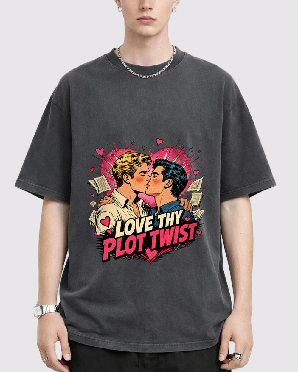 Love Thy Plot Twist Pop Culture Graphic T-Shirt, primary front view, image 1