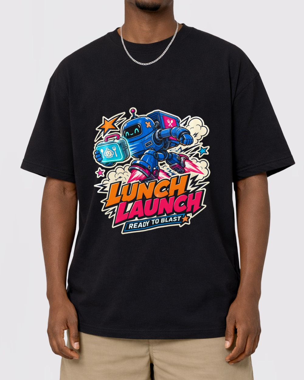 Lunch Launch Ready to Blast Gaming Graphic T-Shirt, primary front view, image 1