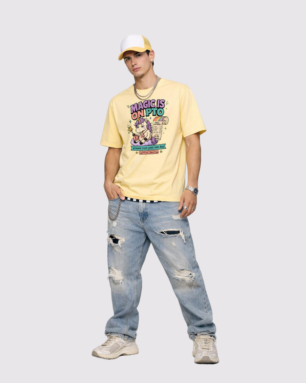 Magic Is On PTO Animal Graphic T-Shirt, full body fit view, image 2