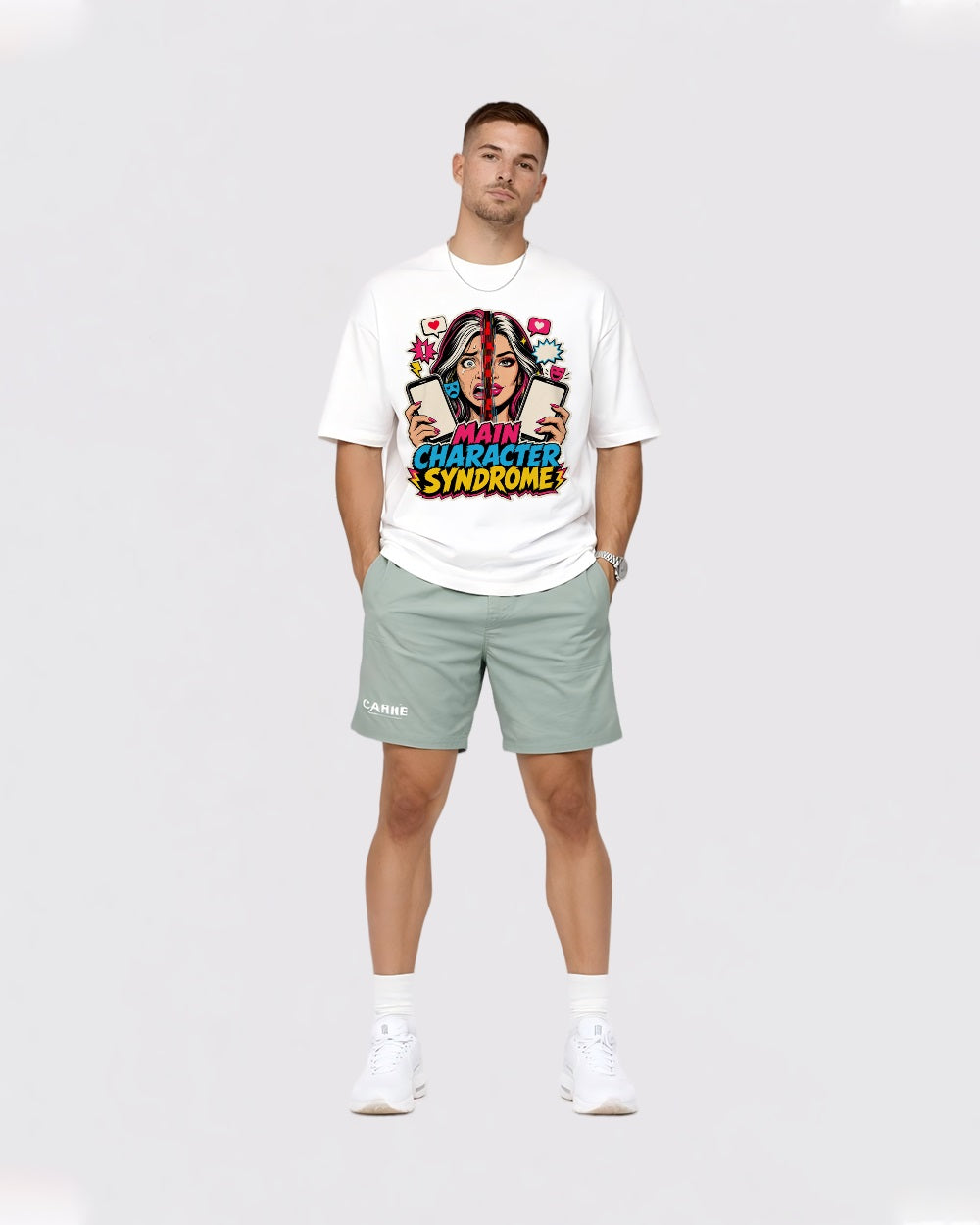 Main Character Syndrome Streetwear Graphic T-Shirt, full body fit view, image 2