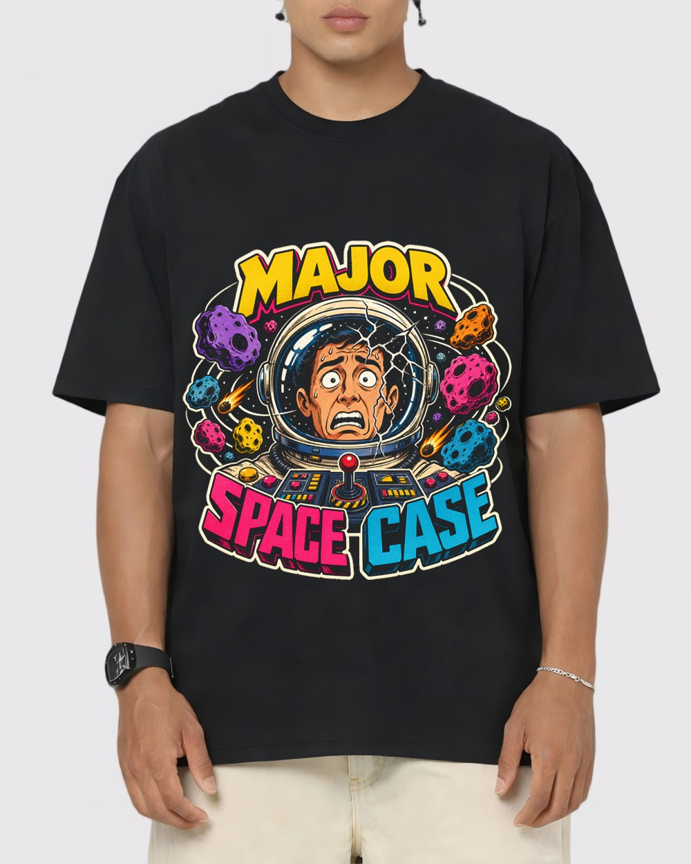 White Major Space Case Graphic T-Shirt primary front view 1 image