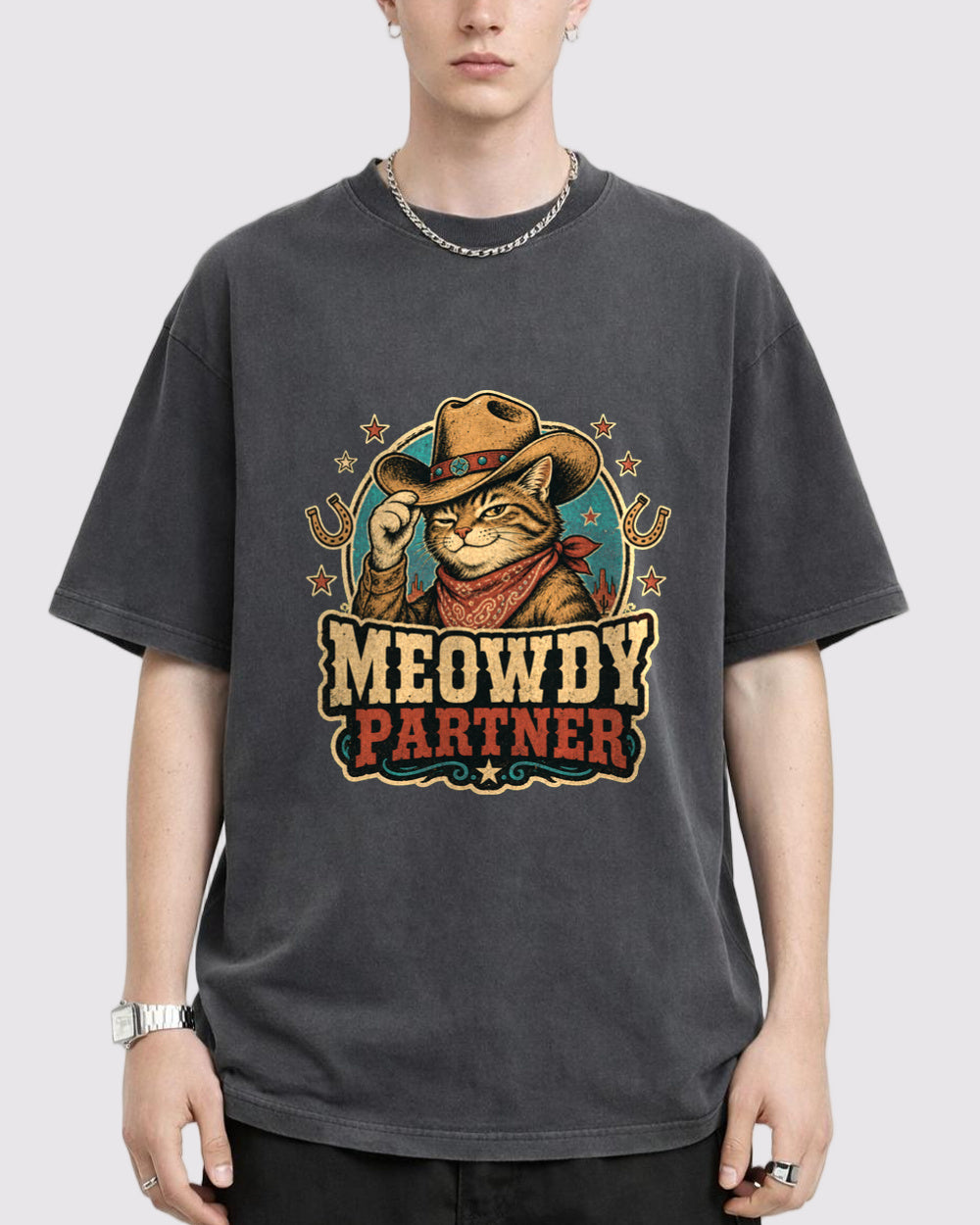 Meowdy Partner Animal Graphic T-Shirt, primary front view, image 1
