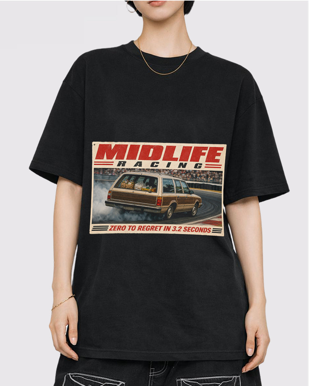 Midlife, Zero To Regret In 3.2 Seconds Pop Culture Graphic T-Shirt, primary front view, image 1