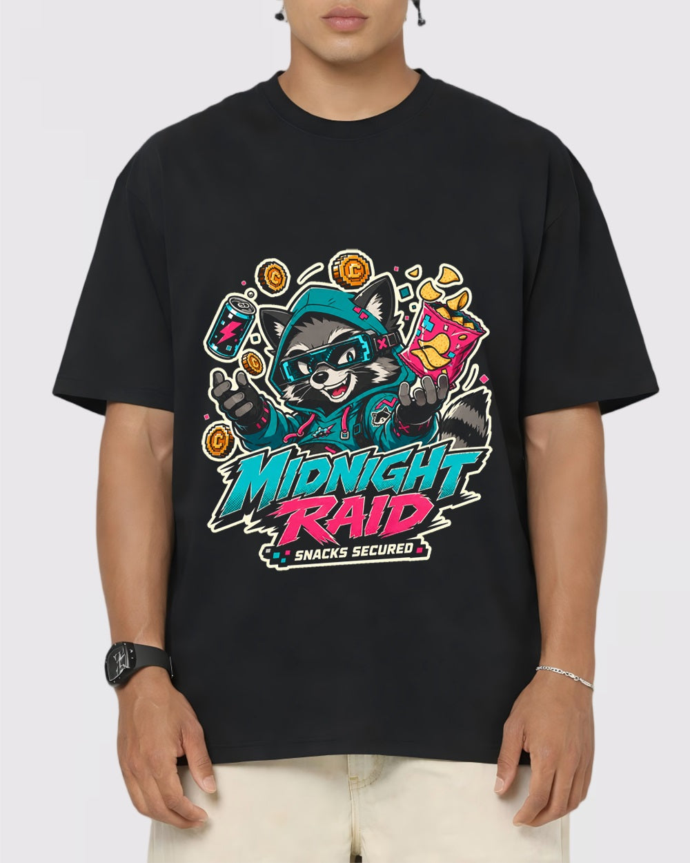 White Midnight Raid Graphic T-Shirt primary front view 1 image