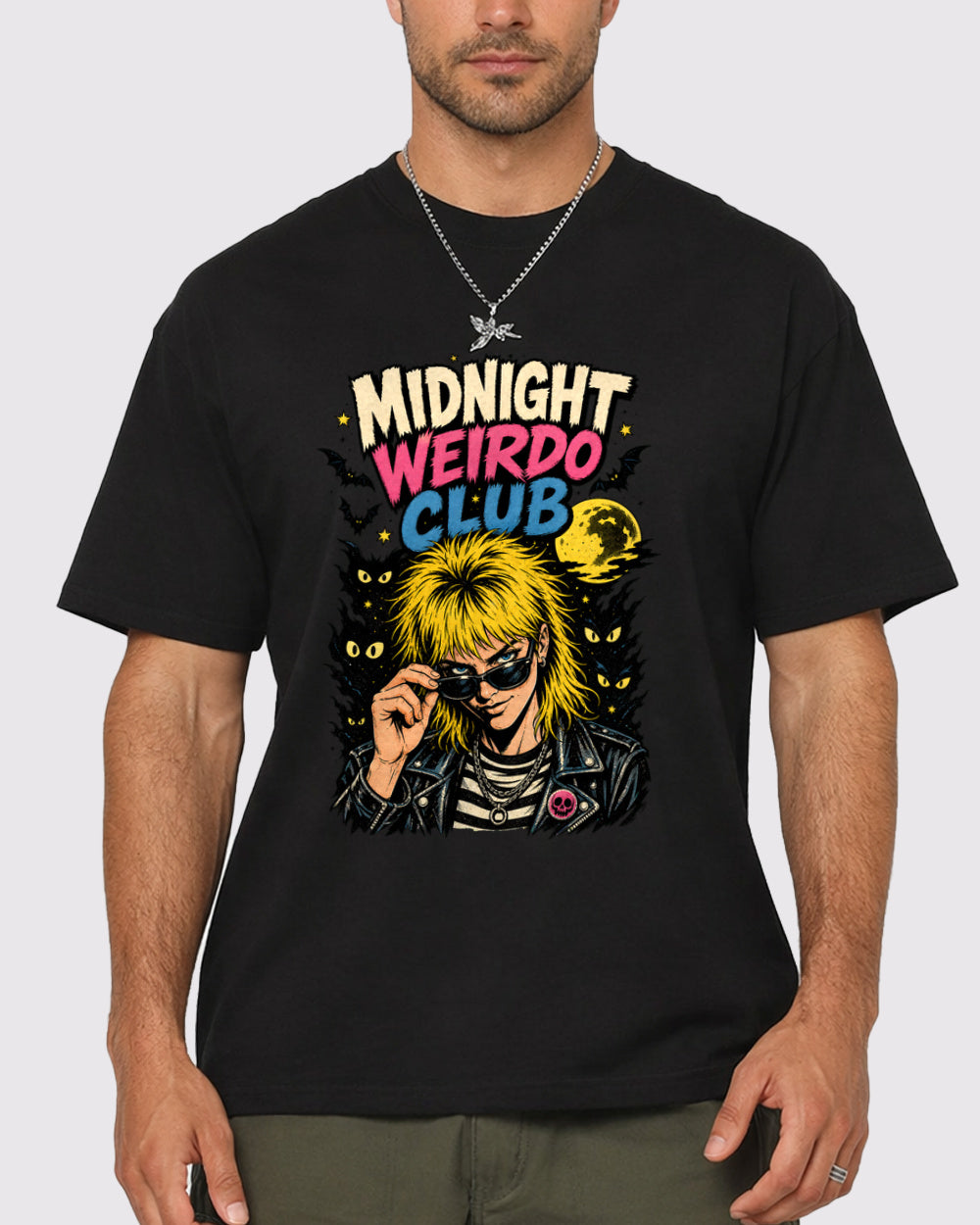 Midnight Weirdo Club Dark Graphic T-Shirt, primary front view, image 1