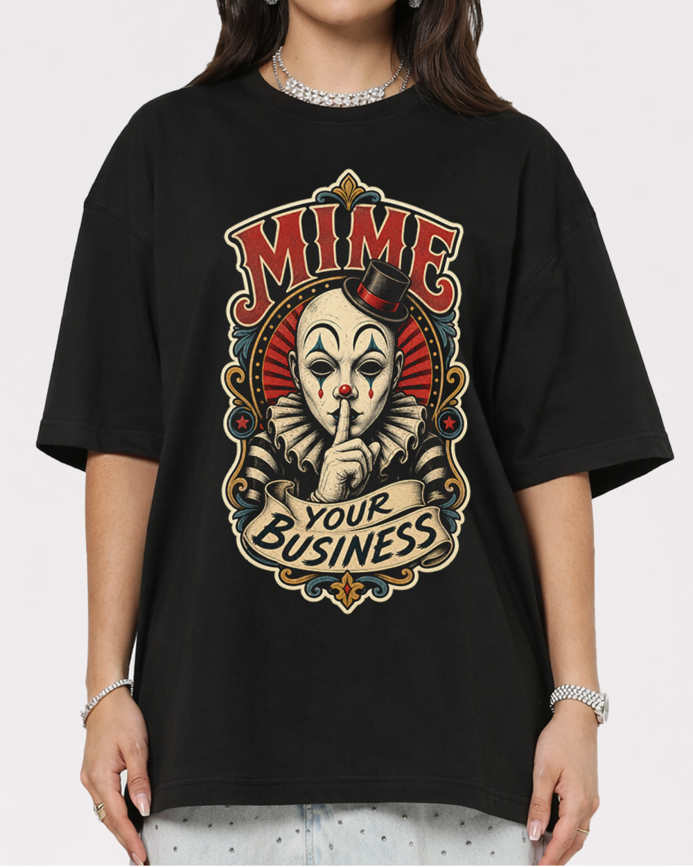 Mime Your Business Retro Graphic T-Shirt, primary front view, image 1