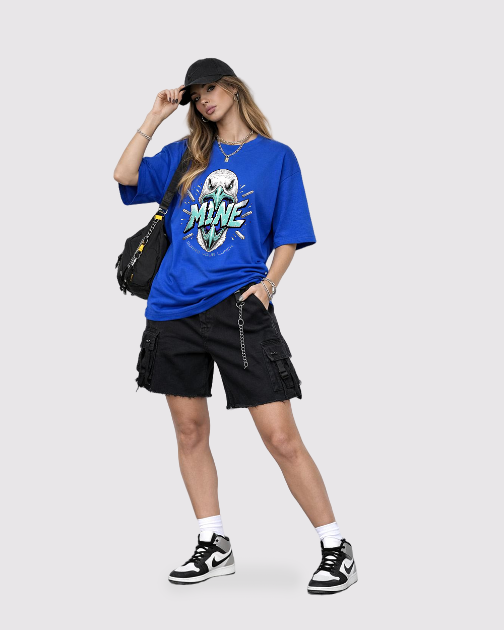 Mine Dragon Retro Graphic T-Shirt, full body fit view, image 2