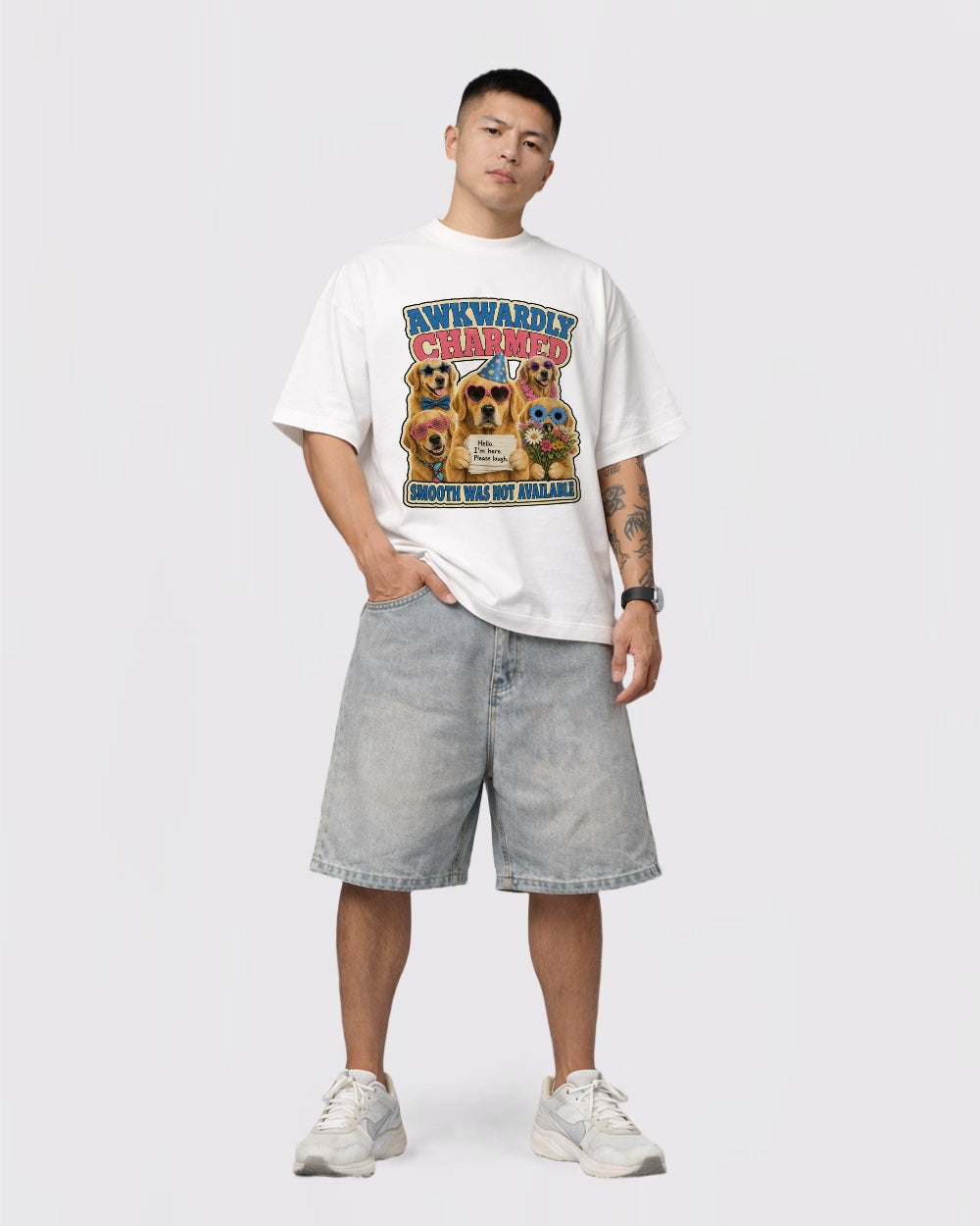 White T-shirt with mischievous monkey graphic centered front