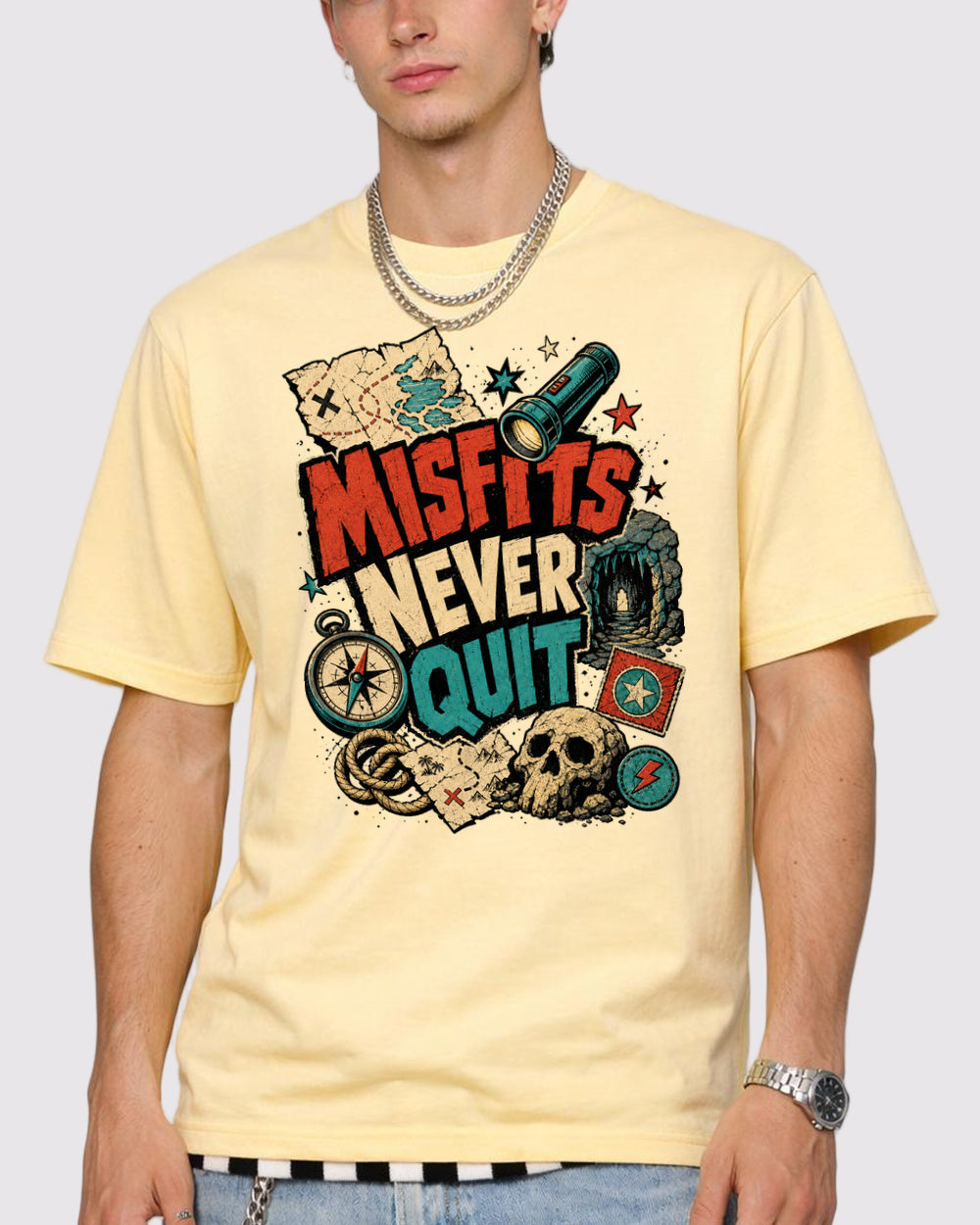Misfits Never Quit Dark Graphic T-Shirt, primary front view, image 1