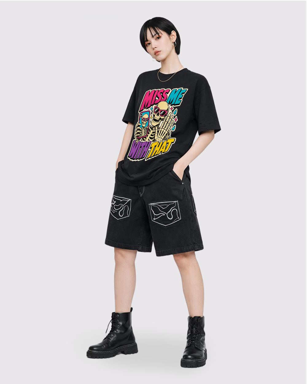 Miss Me With That Retro Graphic T-Shirt, full body fit view, image 2