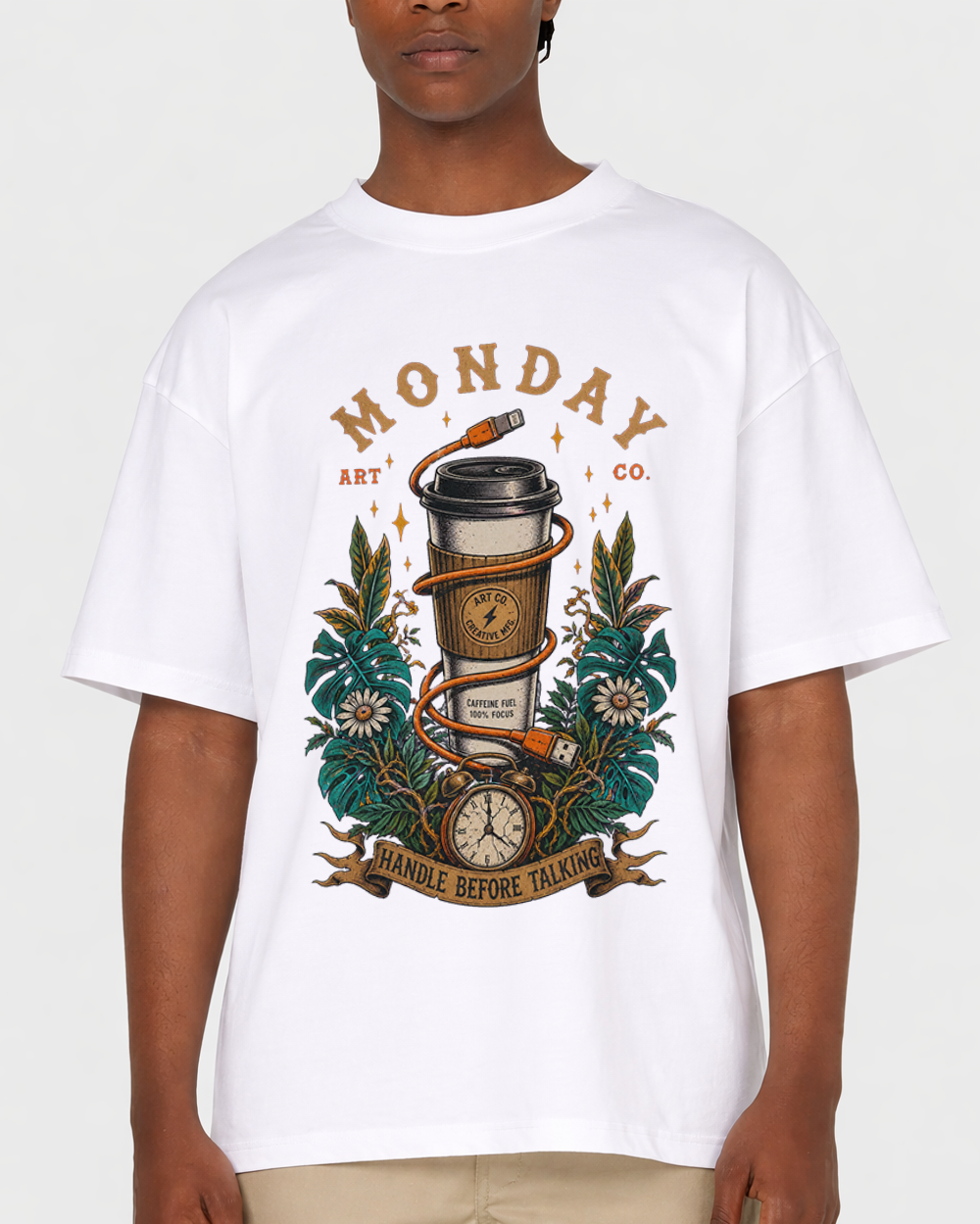 Monday, Handle Before Talking Retro Graphic T-Shirt, primary front view, image 1