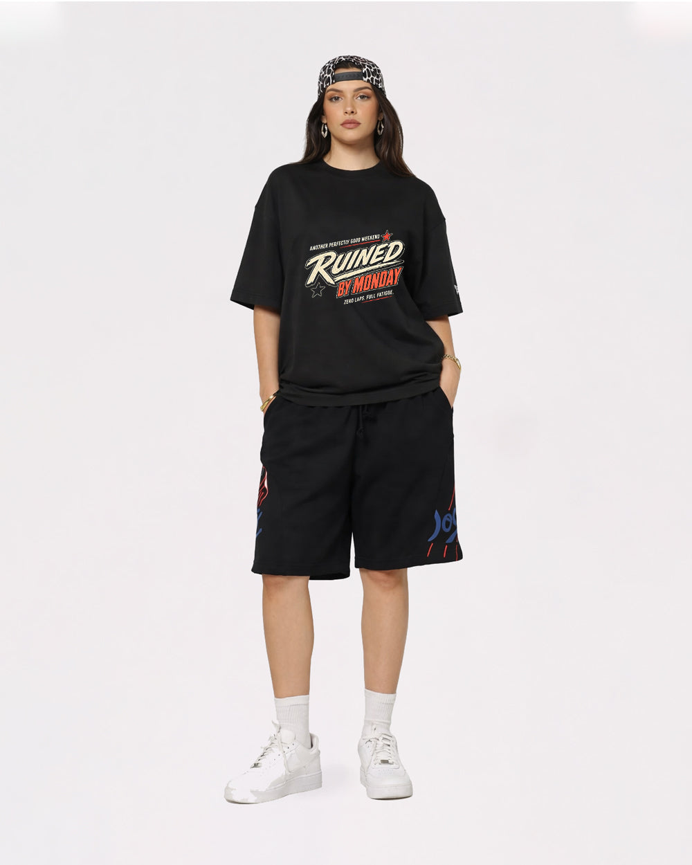 Monday Ruined Another Weekend Pop Culture Graphic T-Shirt, full body fit view, image 2