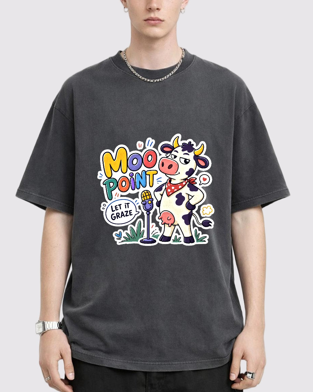 White Mood Point Cat Graphic T-Shirt primary front view 1 image