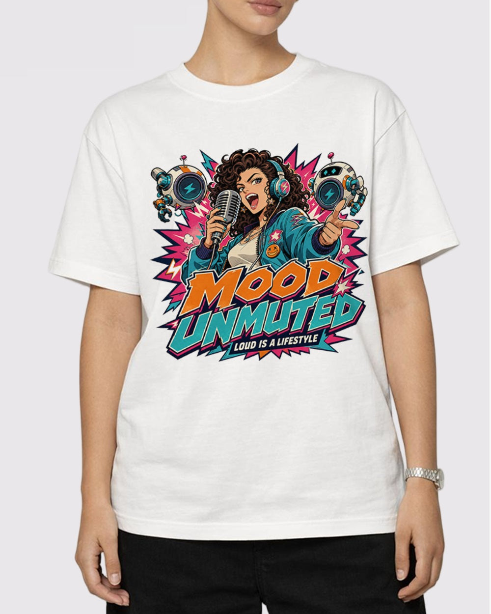 Mood Unmuted, Loud Is A Lifestyle Streetwear Graphic T-Shirt, primary front view, image 1