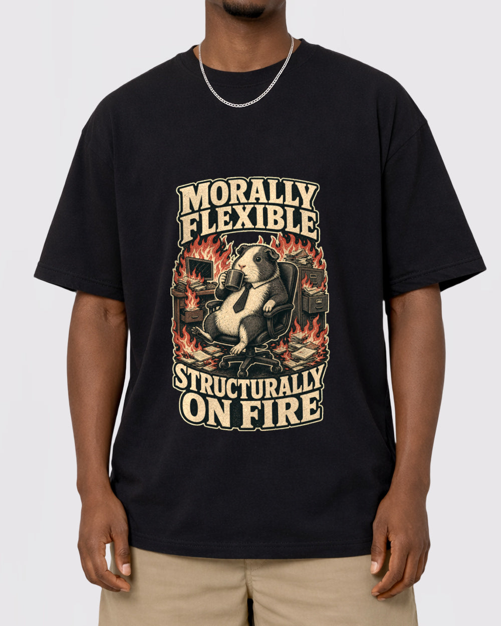Morally Flexible Structurally on Fire Animal Graphic T-Shirt, primary front view, image 1