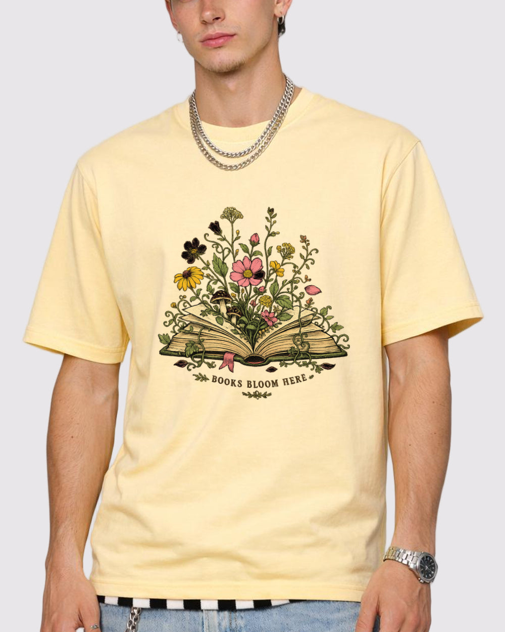 My Books Bloom Here Nature Graphic T-Shirt, primary front view, image 1