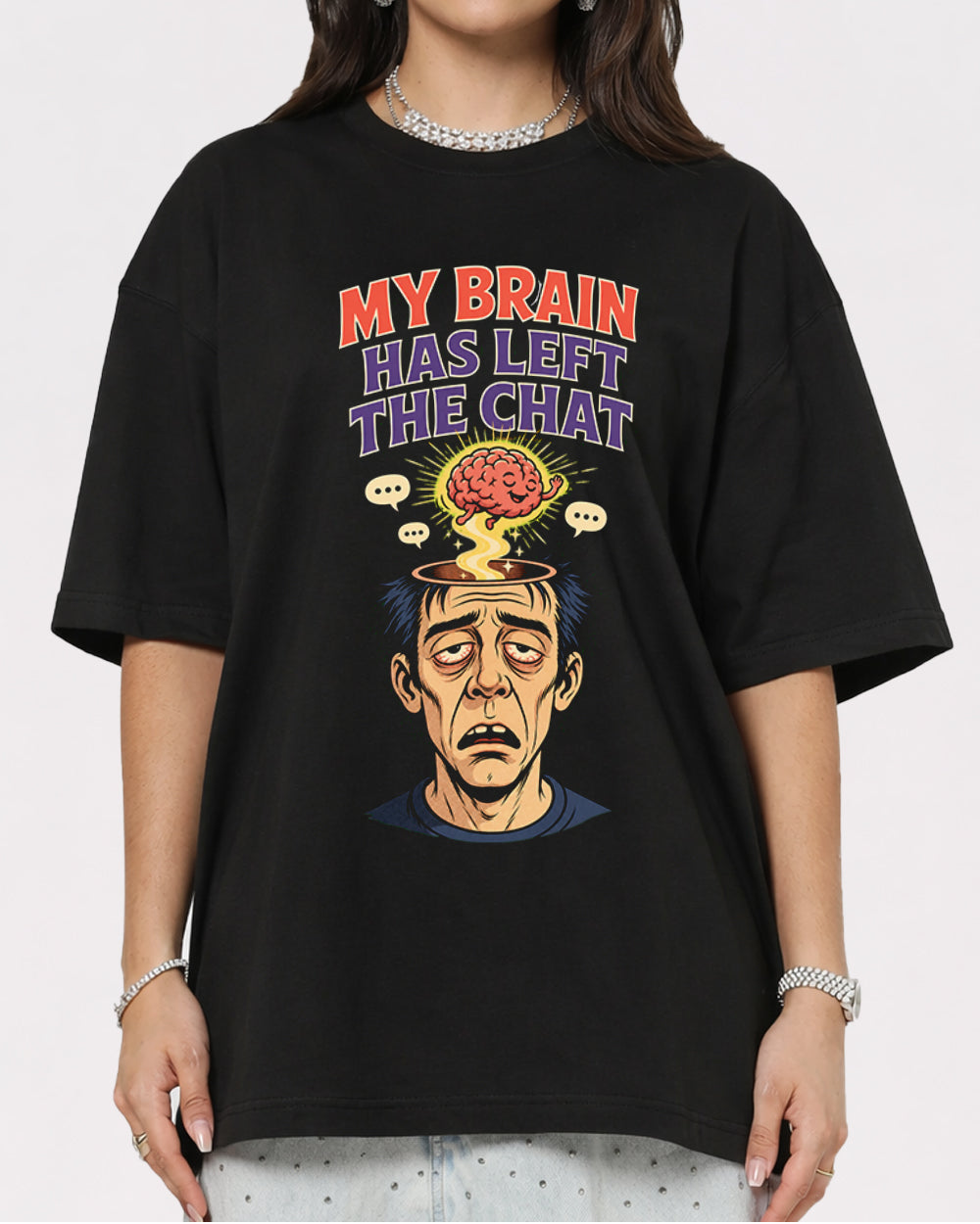 My Brain Has Left the Chat Pop Culture Graphic T-Shirt, primary front view, image 1