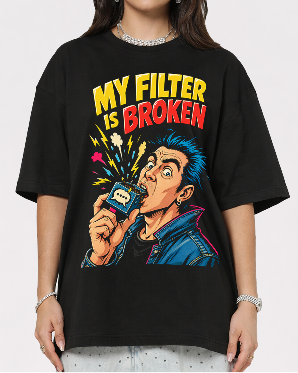 My Filter Is Broken Pop Art Retro Graphic T-Shirt, primary front view, image 1