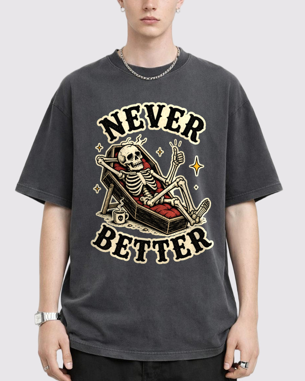 Never Better Dark Graphic T-Shirt, primary front view, image 1