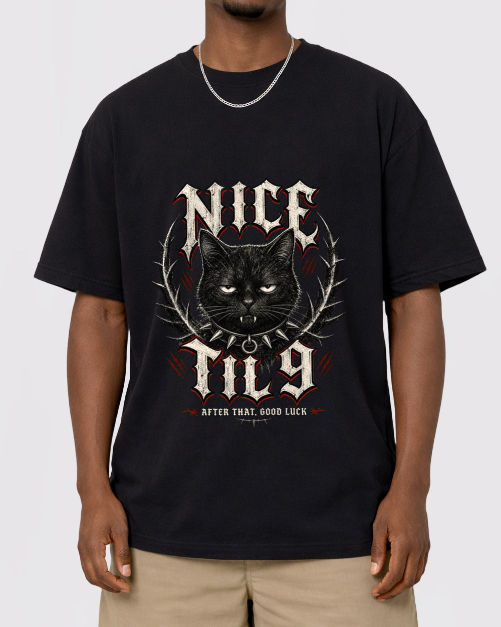 Nice Kitty Dark Graphic T-Shirt, primary front view, image 1